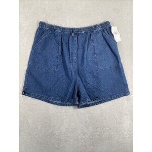 New GW Sport Pull On Blue Denim Shorts Women's 3X Stretch elastic Waist Drawstri